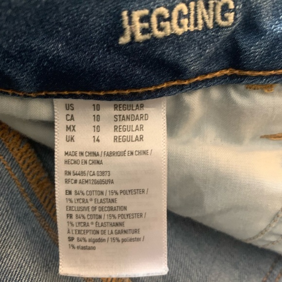 American Eagle Cut Off Jegging Shorts Sz 10 Mid Rise Rolled Cuff Repurposed - Picture 9 of 13